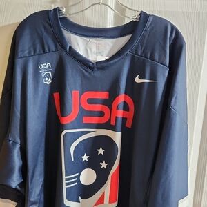 Nike Navy USA Hockey Jersey with Red & White Accents